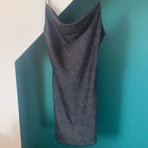 Black Dalmatian Silk Mini Dress | Small | Urban Outfitters